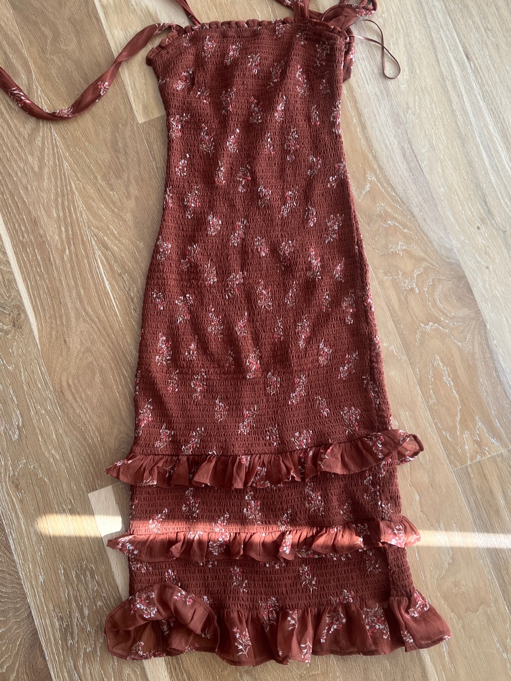 Abercrombie & Fitch smocked midi dress XS
